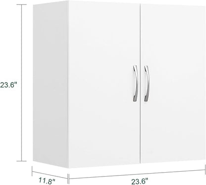 SoBuy Wall Cabinet Laundry Room Kitchen, Wall Mounted Storage Cabinet, Medicine Cabinet with Shelf, Bathroom Garage or Hallway, White, BZR200-W