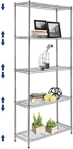5 Tier Wire Shelving Unit with NSF Certified, Adjustable Wire Shelves with 750 LBS Capacity, Metal Storage Rack for Laundry, Kitchen, Bathroom, Pantry, Closet (13.78" D x 23.62" W x 59.06" H, Chrome)