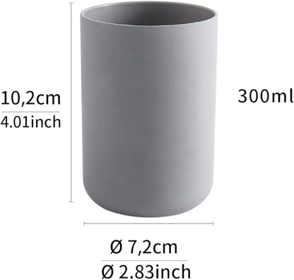 Bathroom Tumblers 2Pcs, Mouthwash Cup, Toothbrush Holders, Drink Mug, Pen Holder, Unbreakable Dishwasher Safe, 10fl.oz(300ml)/Pcs (Grey & Grey)