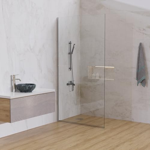 Royalty Fixed Shower Screen - 30" x 60" Frameless 3/8" Clear Tempered Glass Panel with Hardware - Easy Clean Smart Guard Coating - Minimalist Modern Design for Bathroom - Chrome