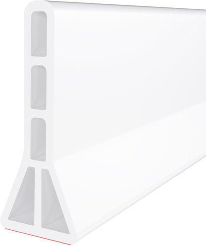 Raycity 3" High Shower Threshold Water Dam 59 IN Collapsible Shower Water Splash Guard for Curbless Shower Threshold Barrier Water Stopper for Wet and Dry Separation Bathroom and Kitchen (White)