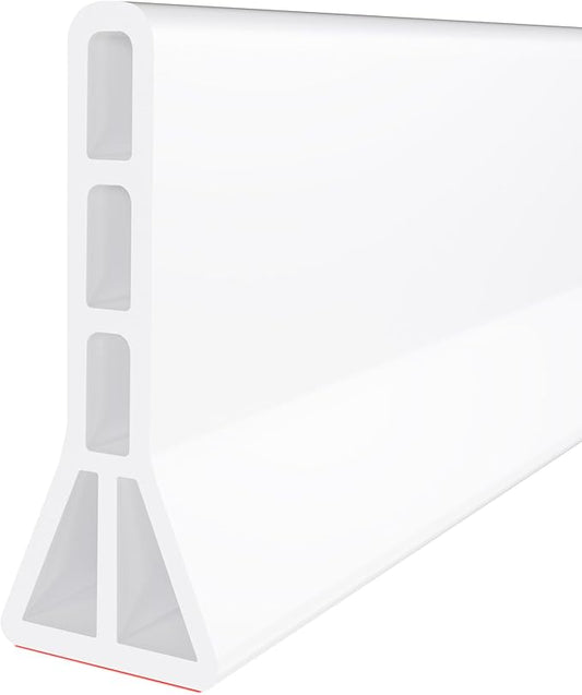 Raycity 3" High Shower Threshold Water Dam 59 IN Collapsible Shower Water Splash Guard for Curbless Shower Threshold Barrier Water Stopper for Wet and Dry Separation Bathroom and Kitchen (White)