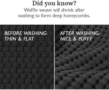 GILDEN TREE Waffle Bath Towels Wash Cloths for Showering, Exfoliating Washcloth Quick Dry Towel, Face Towels for Washing Face Cotton Washcloths Set of 4, Modern Style (Faded Black)