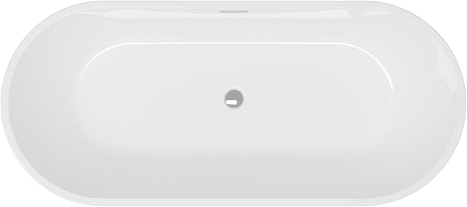 FerdY 67" Bali Elite Acrylic Freestanding Bathtub, Gracefully Shaped Freestanding Soaking Bathtub, Toe-Tap Chrome Drain and Minimalist Linear Design Overflow Included, cUPC Certified