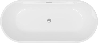 FerdY 67" Bali Elite Acrylic Freestanding Bathtub, Gracefully Shaped Freestanding Soaking Bathtub, Toe-Tap Chrome Drain and Minimalist Linear Design Overflow Included, cUPC Certified