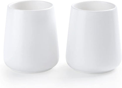 White Toothbrush Holder for Bathroom - 2Pcs Ceramic Tooth Brushing Holders Set, Toothbrush Cup & Toothpaste Organizer for Bathroom Countertop, Makeup Brush Holder, Pen Holder for Home Desktop Storage