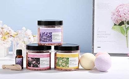 Spa Luxetique Epsom Salts for Soaking, 3.17lbs Bath Salts Gifts with Lavender, Rose, Chamomile Scent as Christmas Gifts for Woman, Spa Sets for Mom