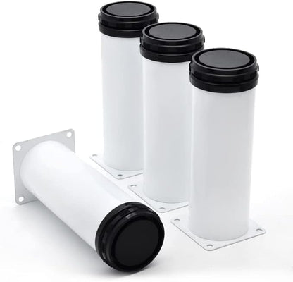 6 Inch Metal Furniture Legs Stainless Steel Adjustable Legs White Metal Legs Round Cabinet Legs for Coffee Table Cabinet Desk Sofa Shelves, Pack of 4