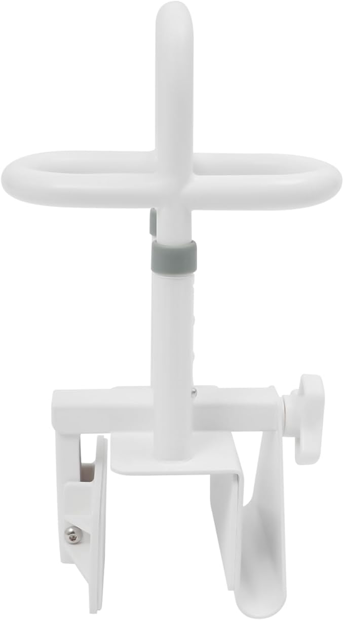 Adjustable Bathtub Handle for Elderly, 300lb Capacity Clamp-On Tub Grab Bar with Non-Slip Grip, Safety Rail Triple Handle for 3.5"–6.7" Tub Walls