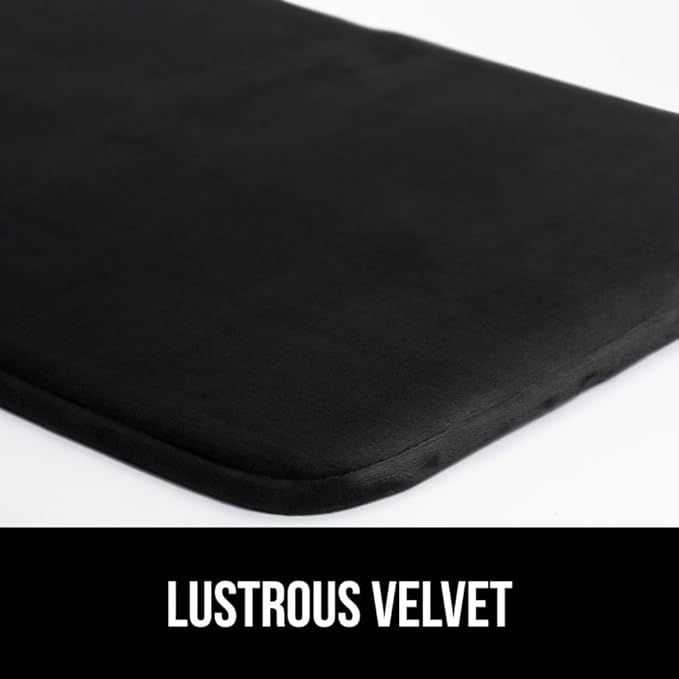 GORILLA GRIP Thick Memory Foam Toilet Rug for Bathroom, Square Shaped Washable, Soft Absorbent Velvet Topside Floor Mats, Machine Wash, Cushioned Luxury Rugs for Bath Room, 22.5x19.5, Black