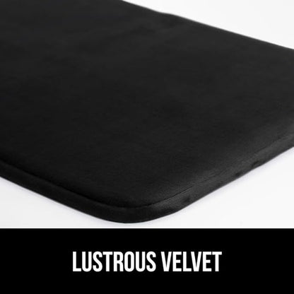 GORILLA GRIP Thick Memory Foam Toilet Rug for Bathroom, Square Shaped Washable, Soft Absorbent Velvet Topside Floor Mats, Machine Wash, Cushioned Luxury Rugs for Bath Room, 22.5x19.5, Black