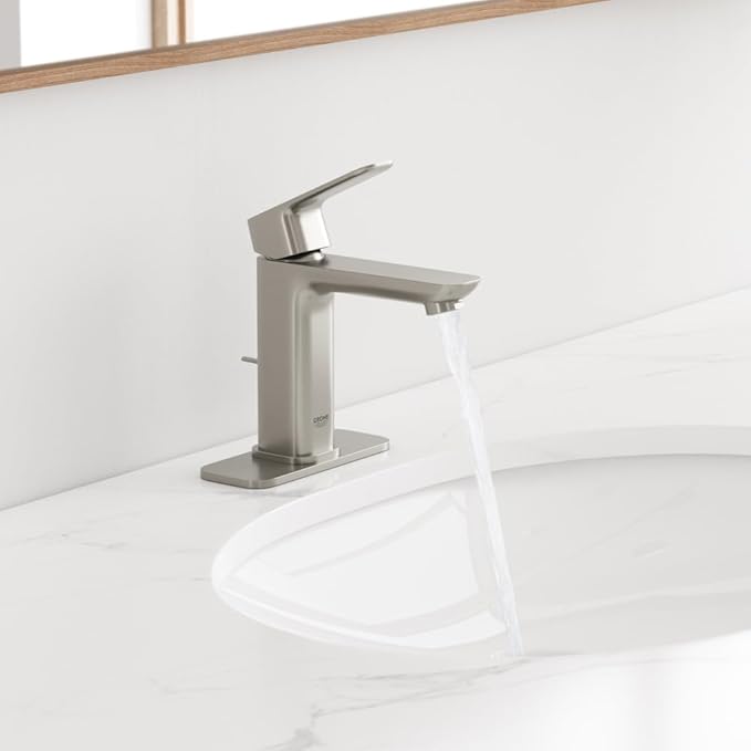 Grohe 101920EN00 Cubeo Single Hole Single Handle M-Size Bathroom Faucet, 1.2 GPM, Brushed Nickel