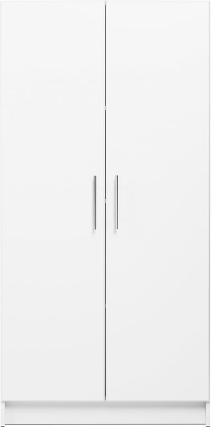 Prepac Elite Tall Garage Storage Cabinet & Pantry Storage Cupboard, 2-Door Freestanding Bathroom or Pantry Cabinet with Adjustable Shelves, 16" D x 32" W x 65" H, White