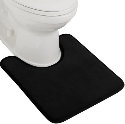 GORILLA GRIP Thick Memory Foam Toilet Rug for Bathroom, U Shaped Washable, Soft Absorbent Velvet Topside Floor Mats, Machine Wash, Cushioned Luxury Rugs for Bath Room, 22.5 x 19.5, Black