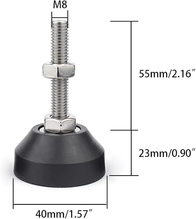 Adjustable Leveling Foot,Small Equipment Foot ，Base Diameter 40mm, Thread M8 * 55 mm
