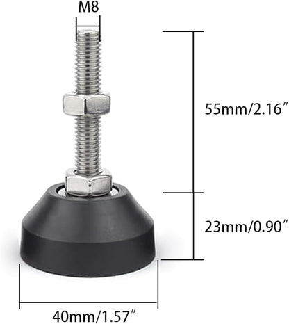 Adjustable Leveling Foot,Small Equipment Foot ，Base Diameter 40mm, Thread M8 * 55 mm