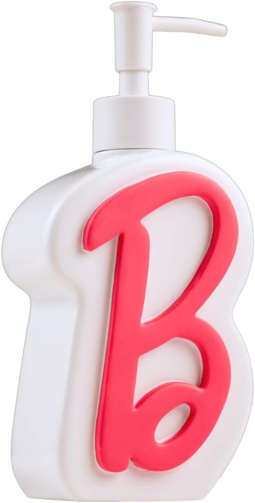 Collectibles Barbie Pink B Monogram Soap/Lotion/Hand Sanitizer Resin Pump Dispenser, 11.69 Ounces, (Officially Licensed Product) by Franco