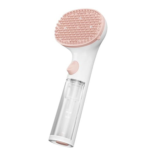 Dog Bath Brush, Scrubber Soft Silicone Head Pet Bathing Massage Brush Long Handle Shampoo Cleaning Brush for Short Long Hair Dogs Cats White Pink Optional (Pink)
