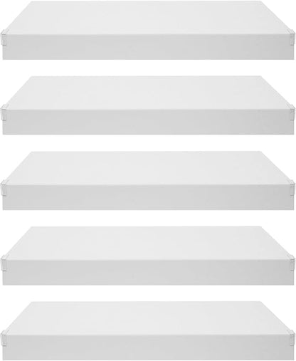 33 Inch Floating Shelves for Wall, 16 Inch Deep Hanging Shelf, Large Display & Storage Shelf for Bathroom, Bedroom, Living Room, Set of 5 (White, 33 Inch)