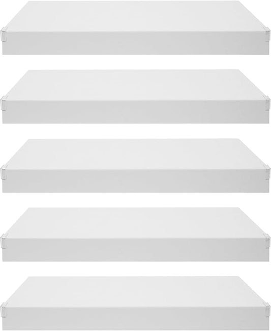 33 Inch Floating Shelves for Wall, 16 Inch Deep Hanging Shelf, Large Display & Storage Shelf for Bathroom, Bedroom, Living Room, Set of 5 (White, 33 Inch)