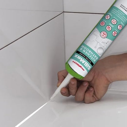 Kitchen & Bathroom Silicone Caulk– 100% Clear Silicone Sealant Waterproof for Sinks, Tubs, Shower Seal & Toilet Seal – Crack-Proof, Quick-Dry Formula Silicone Caulking, 12-Pack
