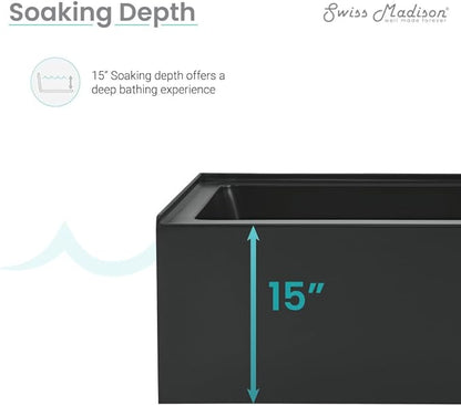 Voltaire 48" X 32" Right-Hand Drain Alcove Bathtub with Apron in Matte Black