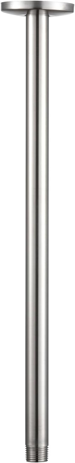 OFFO Shower Arm with Flange, 16 in Brushed Nickel Ceiling Mount Replacement Rain Shower Head Straight Arm Ceiling-Mounted For Fixed Shower Head & High Pressure Rain