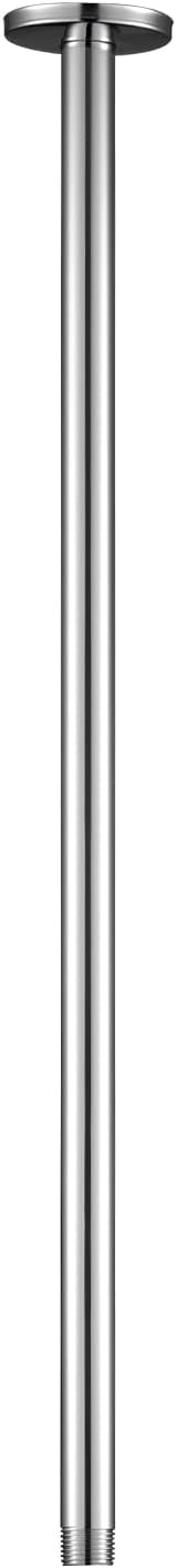 OFFO Shower Arm with Flange, 24 in Ceiling Mount Replacement Rain Shower Head Straight Arm Ceiling-Mounted For Fixed Shower Head & High Pressure Rain, Chrome