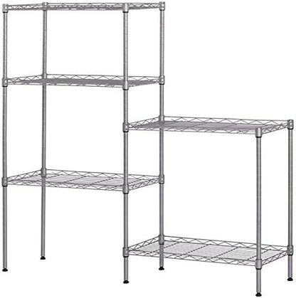 5 Tier Storage Racks Shelving, Heavy Steel Pantry Shelves, Adjustable Wire Shelving Rack, Suitable for Garage, Kitchens, Offices, 21" W x 11.4" D x 59" H, Silver