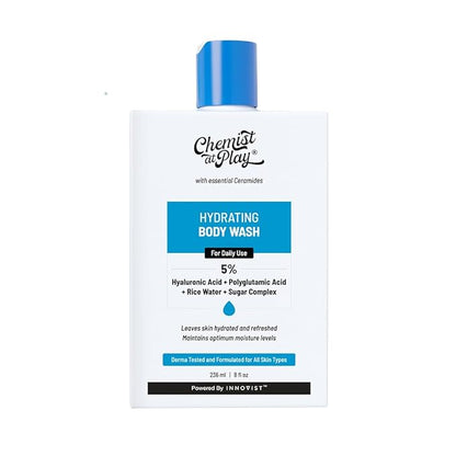 Chemist at Play Hydrating Body Wash |With 5% Hyaluronic Acid Bodywash for Intense Hydration | Reduces Flakes & Itchiness |For Dry Skin |Polyglutamic Acid & Hyaluronic Acid |For Women & Men | 7.9 Fl oz