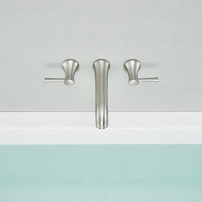 Wall Mount Tub Filler Brass Tub Faucet Brushed Nickel Bathroom Bathtub Faucets with 2 Handles