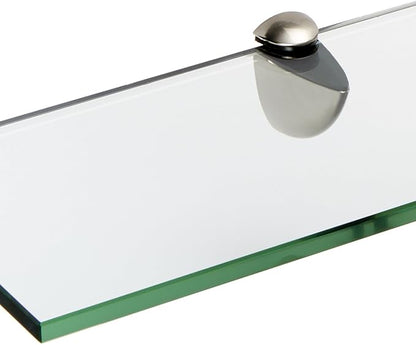 Spancraft Glass P-6x21-Brushed Steel Peacock Glass Shelf, Brushed Steel, 6" x 21"