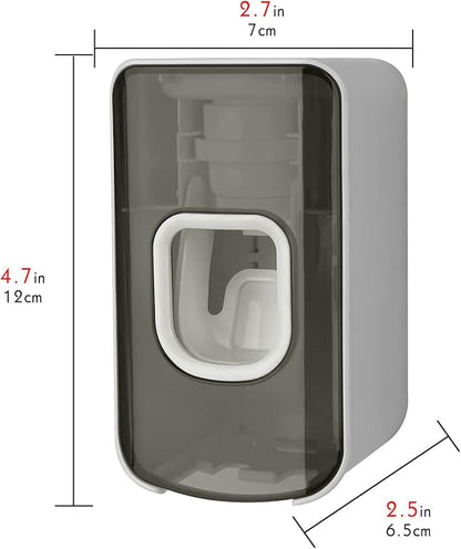 2 Slot Toothbrush Holder and Toothpaste Dispenser Wall Mounted, Automatic Toothpaste Squeezer, 2 in 1 Tooth Brush Toothpaste Organizer for Shower (Grey 2Pack)