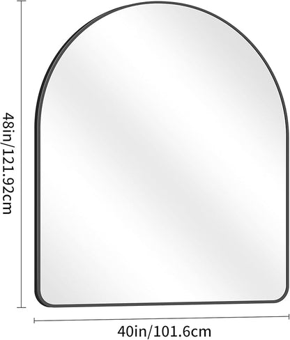 GLASHOM Arched Bathroom Mirror, 40"x48" Black Arched Mirror for Bathroom, Wall Mounted Mirror, Black Vanity Wall Mirror w/Metal Frame for Bedroom, Entryway, Living Room, Vertically Hanging