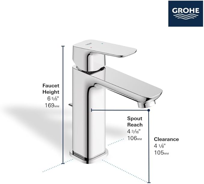 Grohe 1019202430 Cubeo Single Hole Single Handle M-Size Bathroom Faucet, 1.2 GPM, Matte Black