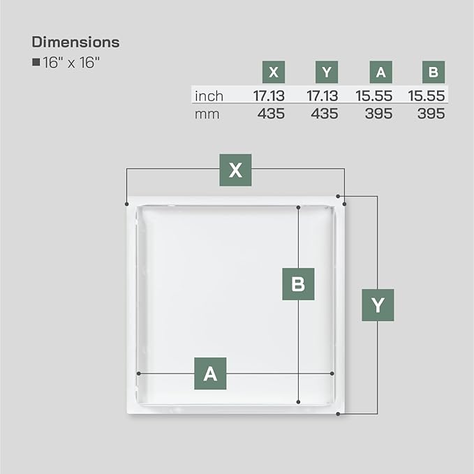 Vent Systems 16" x 16" Inch White Galvanized Steel Access Panel – Durable Access Door for Drywall, Wall or Ceiling – Easy Service Panel for Plumbing, Electrical, HVAC, and Maintenance Openings