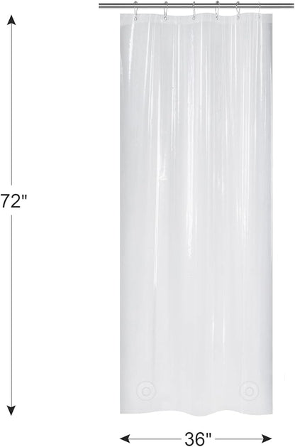 AmazerBath Heavy Duty Stall Shower Curtain Liner 12 Gauge, 36 x 72 Inches Clear Weighted Plastic Shower Liner with 2 Weighted Stones and 6 Rustproof Metal Grommet