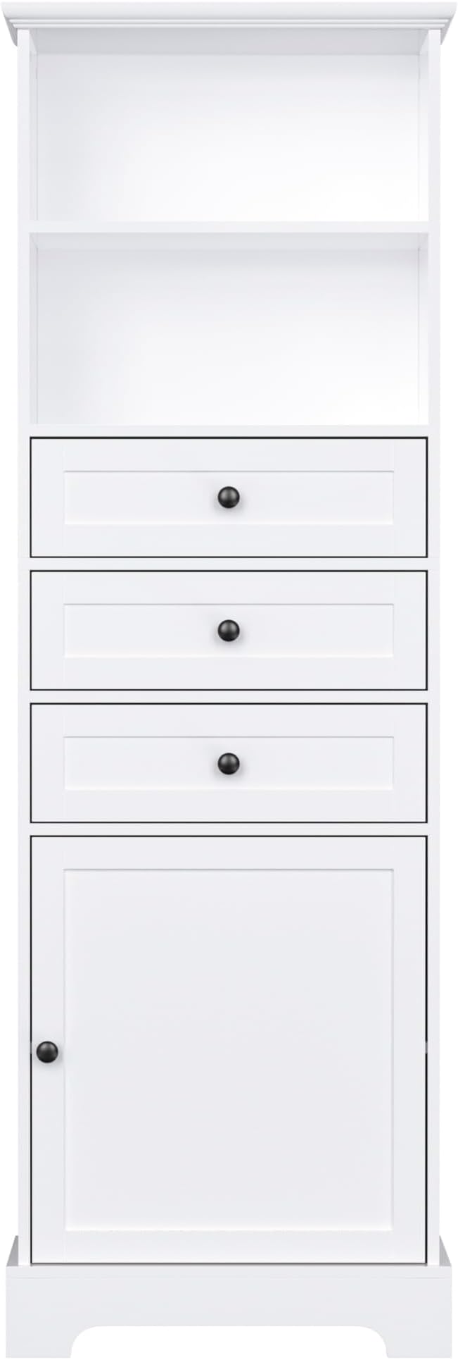 Harper & Bright Designs Storage Cabinet, 67.3 Inch Freestanding Tall Floor Bathroom Storage Cabinet with 3 Drawers, One Drawer, and Adjustable Shelves for Bathroom, Office, and Living Room (White)