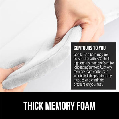 GORILLA GRIP Memory Foam Bath Mat, Soft Absorbent US Designed Bathroom Rug, Gripping Dots Machine Washable Bathmat, Cushioned Floor Mats, Shower Sink Rugs Room Décor Accessories, 24x17 White