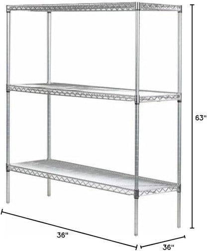 Omega 36" Deep x 36" Wide x 63" High 3 Tier Chrome Starter Shelving Unit