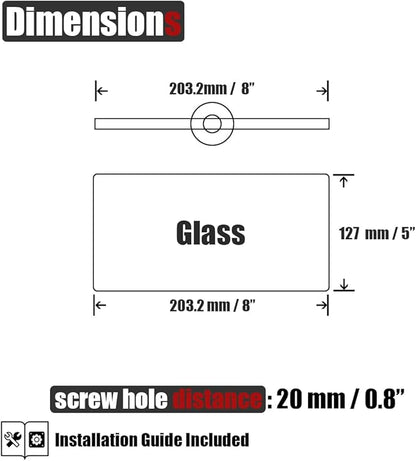 JQK Bathroom Glass Shelf Oil Rubbed Bronze, Tempered Glass Shower Storage 8 by 5 inches, 304 Stainless Steel ORB Wall Mount 2 Pack, TGS101L8-ORB-P2