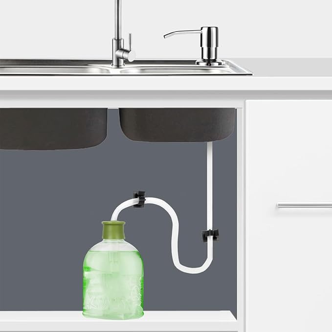 Soap Dispenser for Kitchen Sink,Stainless Steel Countertop Dish Soap Dispenser Pump with 47" Extension Tube