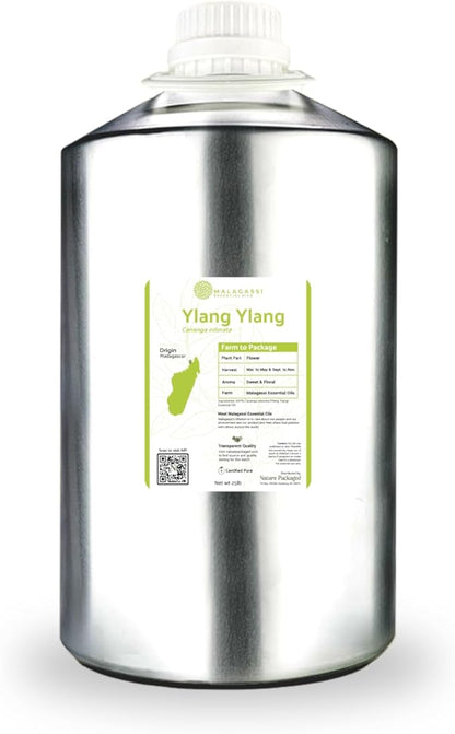 Ylang Ylang Essential Oil - Direct from Malagassi Essential Oils Madagascar - Steam Distilled - Aceite de Ylang Ylang for Aromatherapy, Diffuser, DIY Candle and Soap Making - 22lbs