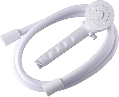 RV Shower Replacement Shower Head with Hose & Guide Ring & Shower Holder Non-Metallic Hand-Held Shower Set White/Black (White Showers)