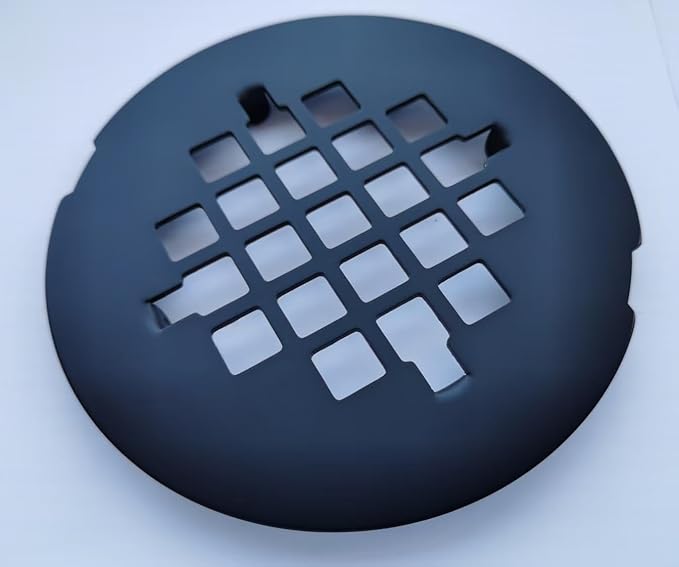 4-1/4 inches Snap-On Round Shower Drain Cover, Stainless Steel (Matte Black)