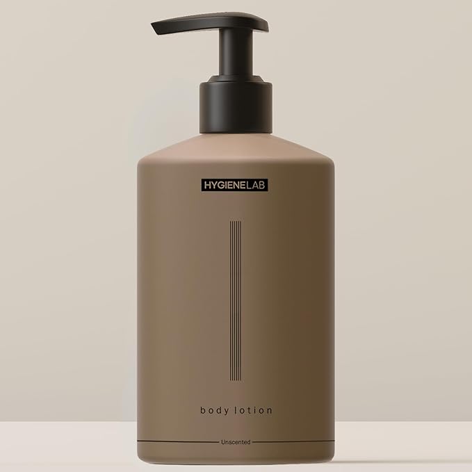 HygieneLab Body Lotion for Men – EWG Verified, Ultra Hydrating, Non-Toxic, Fast-Absorbing, Fragrance-Free, Unscented, Paraben-Free, Sulfate-Free, Daily body lotion for Dry Skin & Sensitive Skin, 12oz