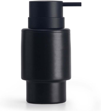 Fun Elements Black Soap Dispenser, 12oz Luxury Bathroom Soap Dispenser, Creamic Liquid Dispenser for Bathroom, Modern Minimalist Style