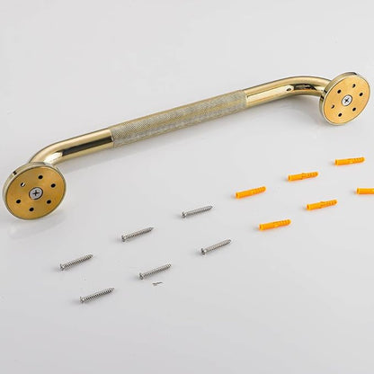 Textured Shower Grab Bar, 24-Inch Bathroom Support Rail, Stylish Bathtube Anti-Slip Safety Armrest Hand Rail, Polished Gold Finish, Good for Senior, Kids, Elderly