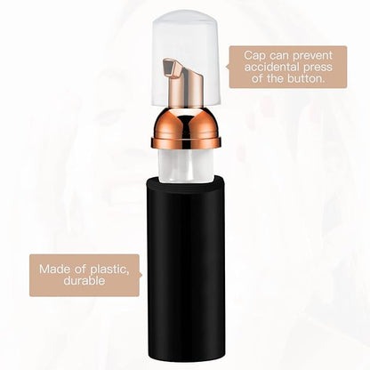 2oz Foam Pump Bottle (3PCS) Empty Travel Foaming Dispenser for Hand Soap, Lash Cleanser, Shampoo (60ml, Rose Gold &Black,White,Pink