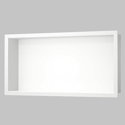 Stainless Steel Shower Niche 24" X 12" White No Tile Needed Niche Shower Recessed Wall Horizontal Niches for Bathroom Storage Over Mount Installation